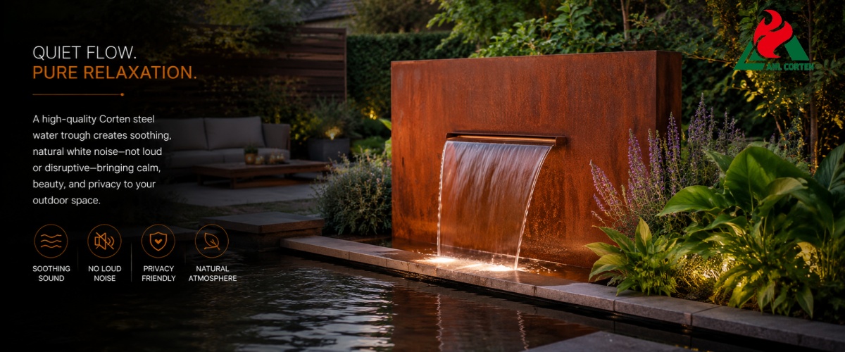 corten steel waterfall